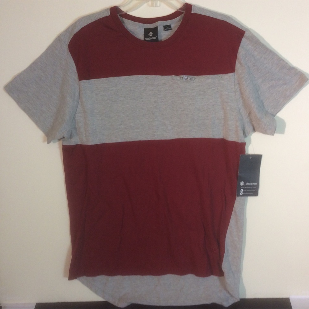 NEW Akademiks Burgundy Grey Color Block Pullover